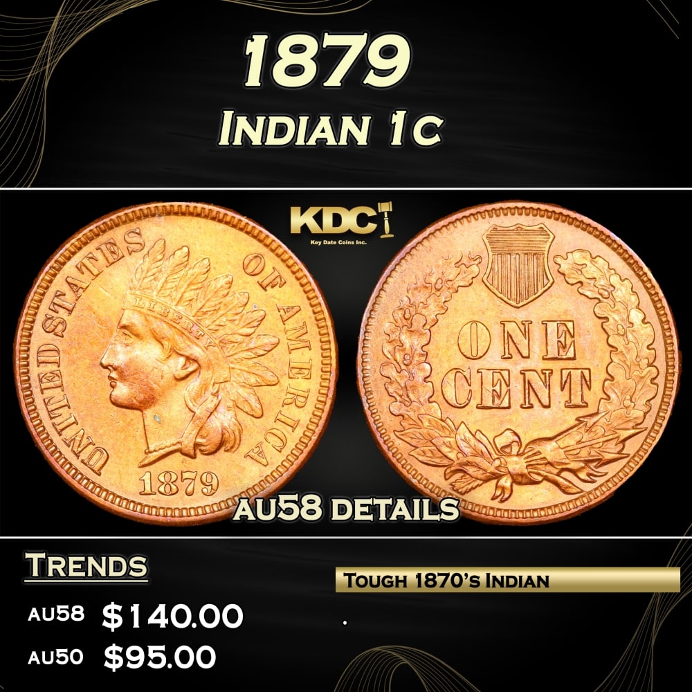 1879 Indian Cent 1c Grades au58 details (1 of 3)