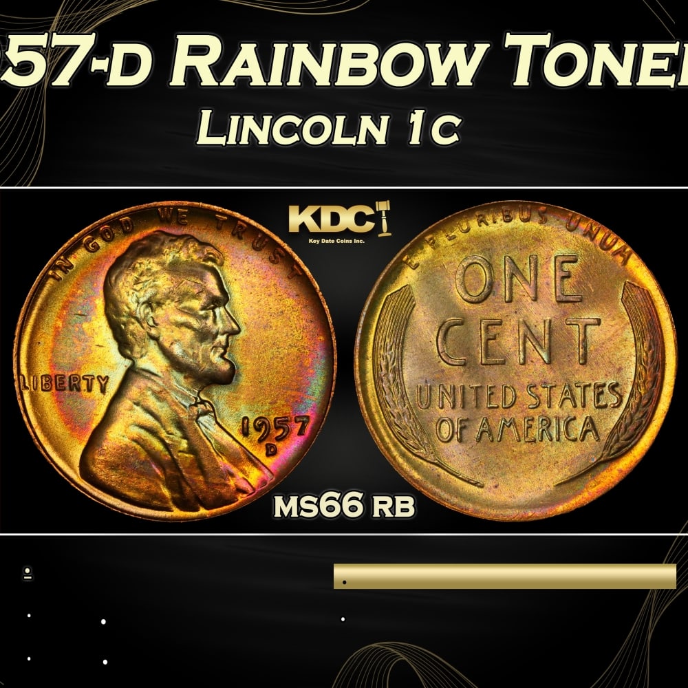 PCGS 1957-d Lincoln Cent Rainbow Toned 1c ms66 rb PCGS: PCGS 1957-d Rainbow Toned Lincoln Cent 1c ms66 rb PCGS. 0 Historic precious metal trends is causing increased spot pricing by the day. On auctions with set openings, we are doing our best to have item