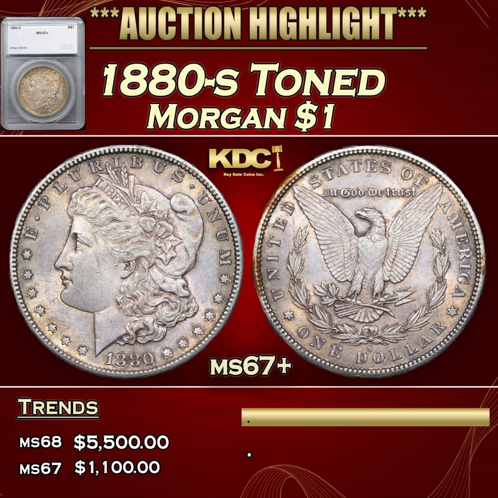 1880-s Morgan Dollar Toned $1 ms67+ SEGS (1 of 3)