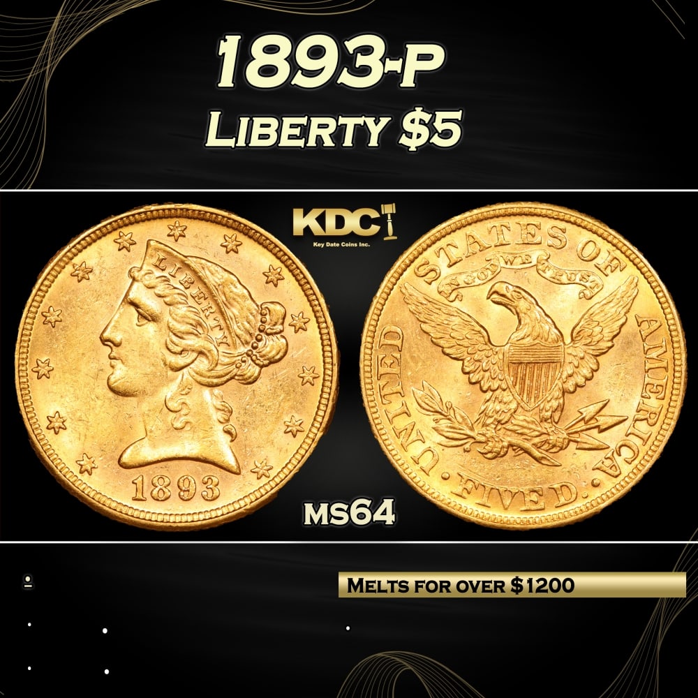 1893-p Gold Liberty Half Eagle $5 ms64 SEGS (1 of 3)