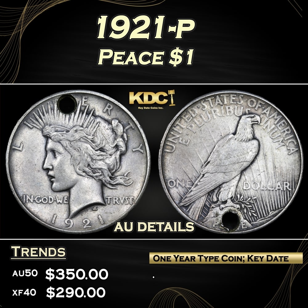 1921-p Peace Dollar $1 Grades au details: 1921-p Peace Dollar $1 Grades au details. 0 Historic precious metal trends is causing increased spot pricing by the day. On auctions with set openings, we are doing our best to have items priced at th