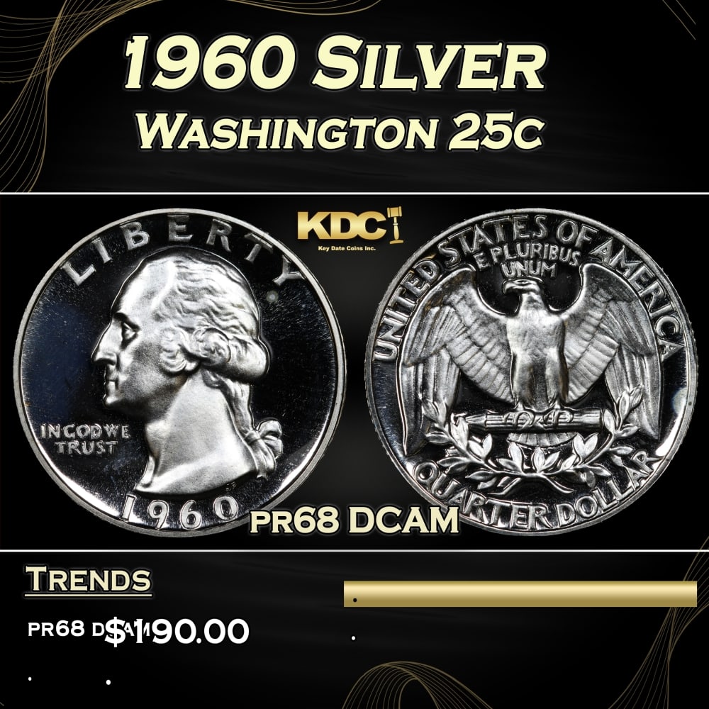 1960 Proof Washington Quarter Silver 25c Grades pr68 DCAM (1 of 3)