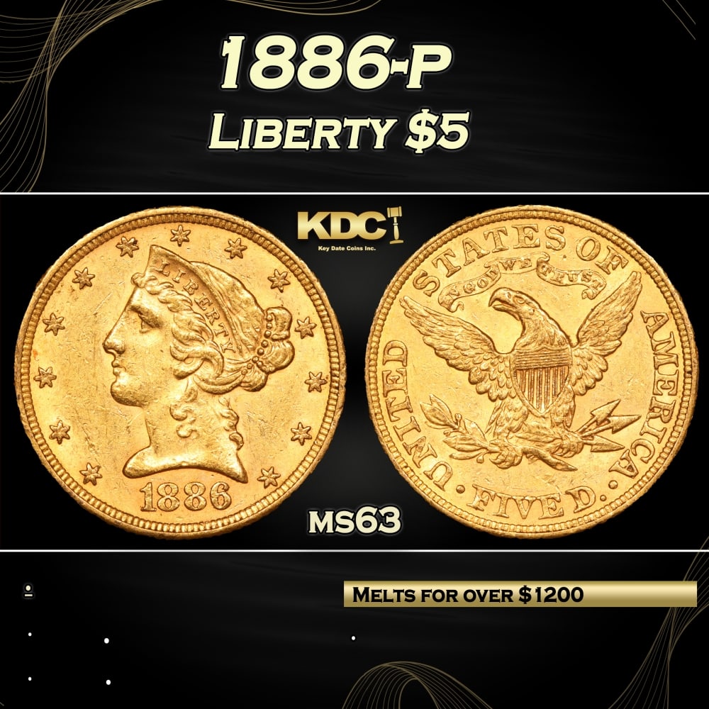 1886-p Gold Liberty Half Eagle $5 ms63 SEGS: 1886-p Gold Liberty Half Eagle $5 ms63 SEGS. 0 Historic precious metal trends is causing increased spot pricing by the day. On auctions with set openings, we are doing our best to have items priced at