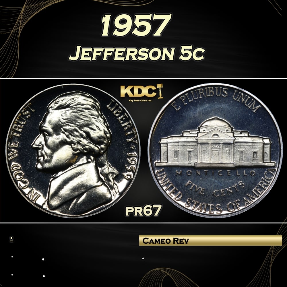 1957 Proof Jefferson Nickel 5c Grades pr67 (1 of 3)