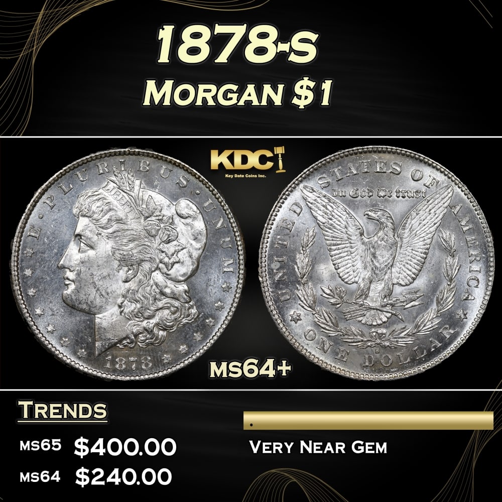 1878-s Morgan Dollar $1 Grades ms64+ (1 of 3)