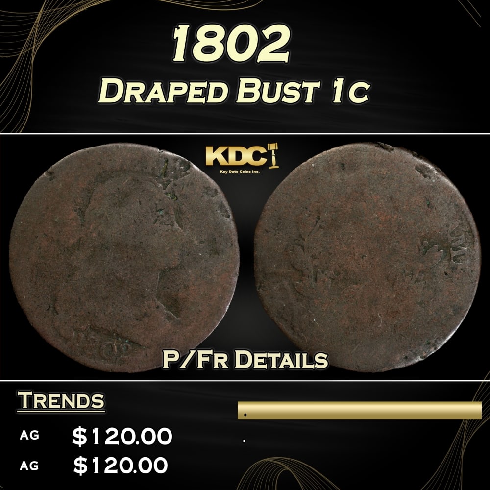 PCGS 1802 Draped Bust Large Cent 1c P/Fr Details PCGS (1 of 3)