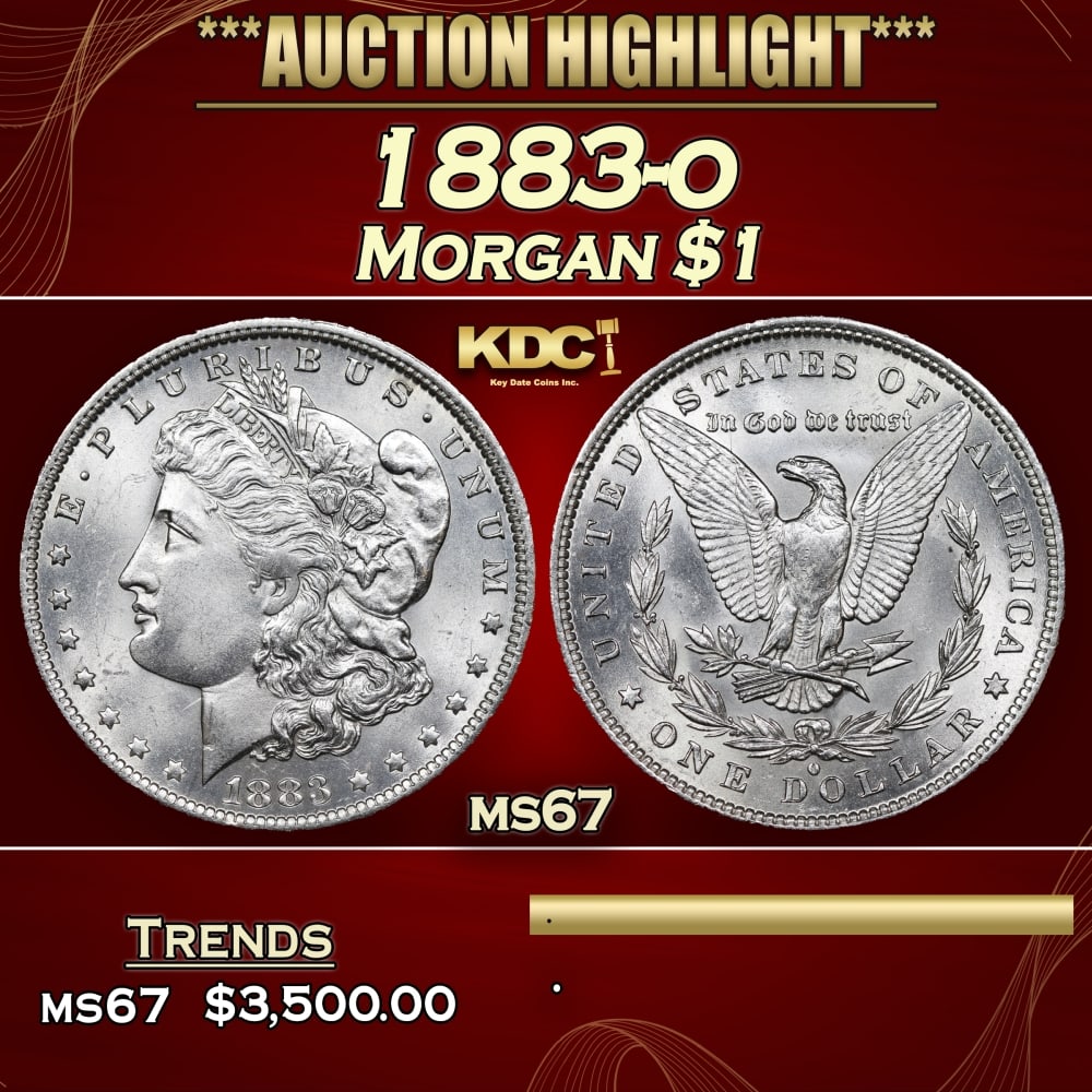 1883-o Morgan Dollar $1 ms67 SEGS: 1883-o Morgan Dollar $1 ms67 SEGS. 0 Historic precious metal trends is causing increased spot pricing by the day. On auctions with set openings, we are doing our best to have items priced at their mar