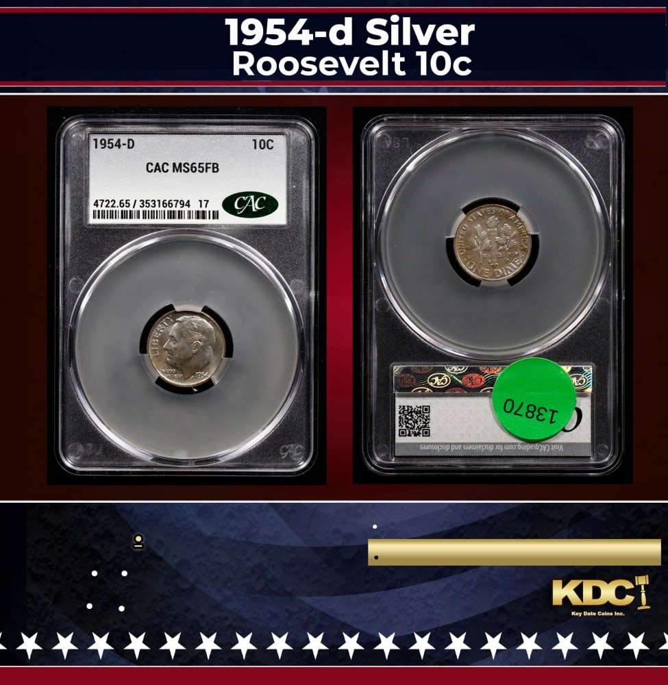 CACG 1954-d Roosevelt Dime Silver 10c ms65 FT CACG: CACG 1954-d Silver Roosevelt Dime 10c ms65 FT CACG. 0 Historic precious metal trends is causing increased spot pricing by the day. On auctions with set openings, we are doing our best to have items pr