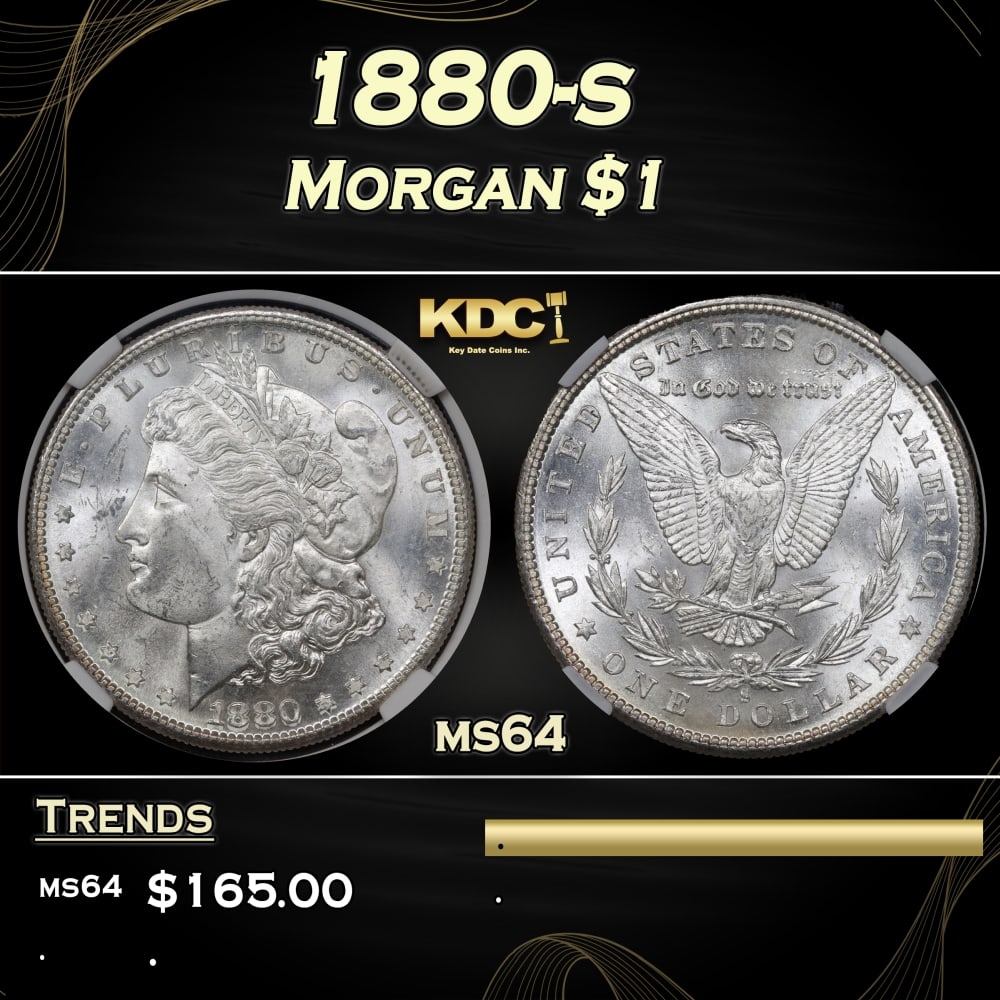 1880-s Morgan Dollar $1 ms64 PGA: 1880-s Morgan Dollar $1 ms64 PGA. 0 Historic precious metal trends is causing increased spot pricing by the day. On auctions with set openings, we are doing our best to have items priced at their mark