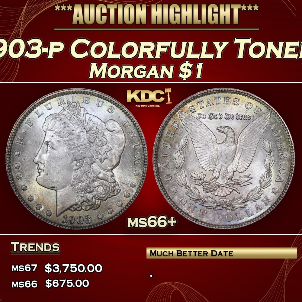 1903-p Morgan Dollar Colorfully Toned $1 ms66+ SEGS (1 of 3)