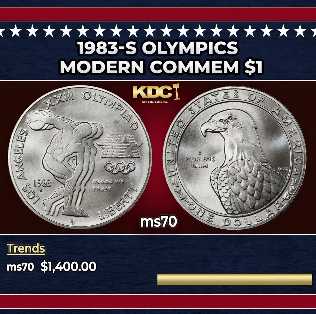 1983-s Olympics Modern Commem Dollar $1 ms70 SEGS (1 of 3)