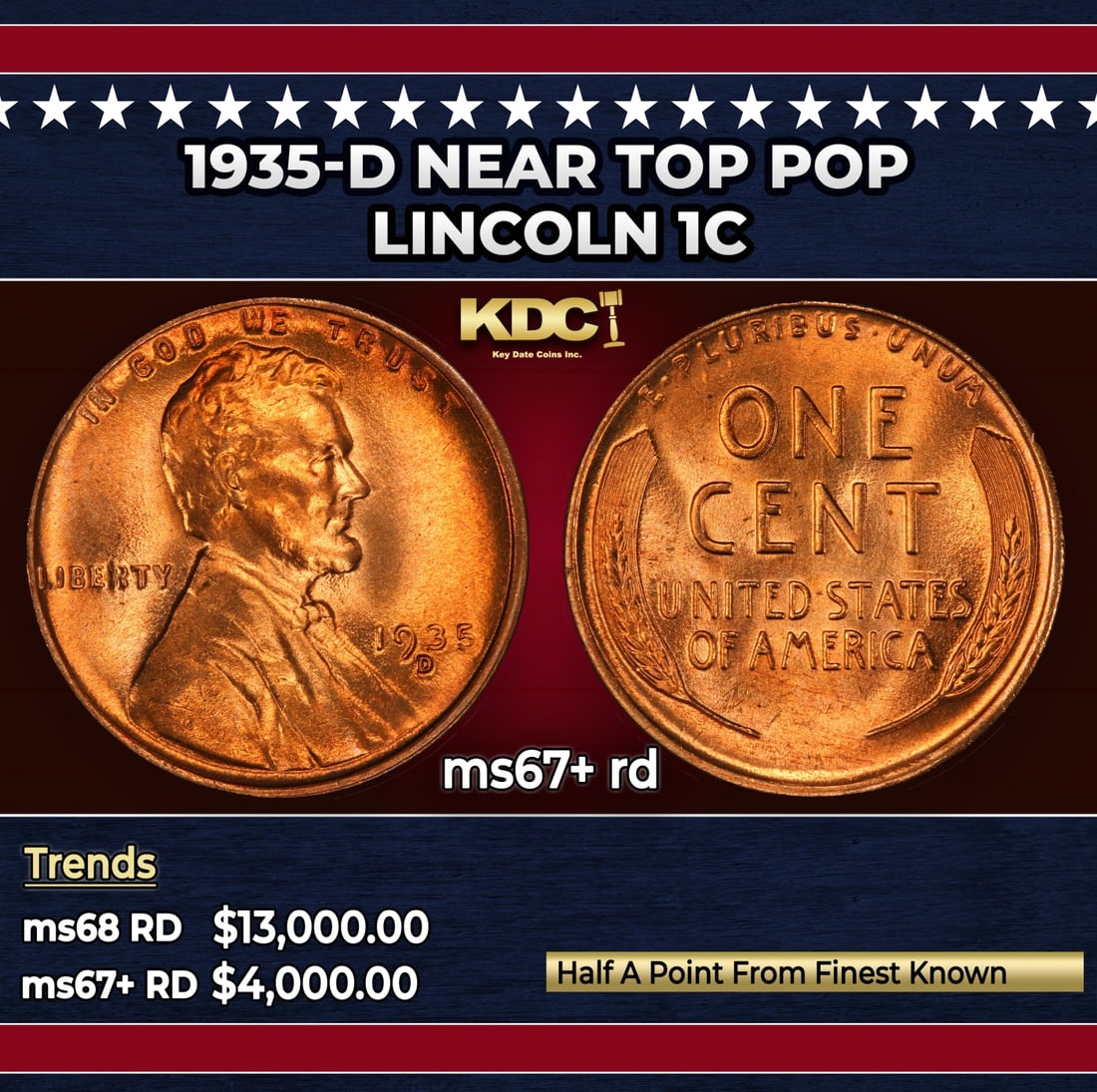 1935-d Lincoln Cent Near Top Pop 1c ms67+ rd SEGS: 1935-d Near Top Pop Lincoln Cent 1c ms67+ rd SEGS. Historic precious metal trends is causing increased spot pricing by the day. On auctions with set openings, we are doing our best to have