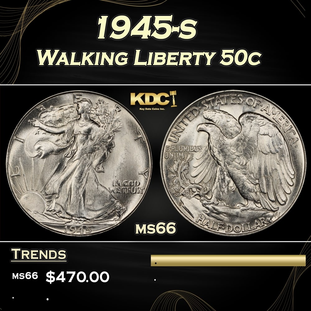 1945-s Walking Liberty Half Dollar 50c Grades ms66 (1 of 3)