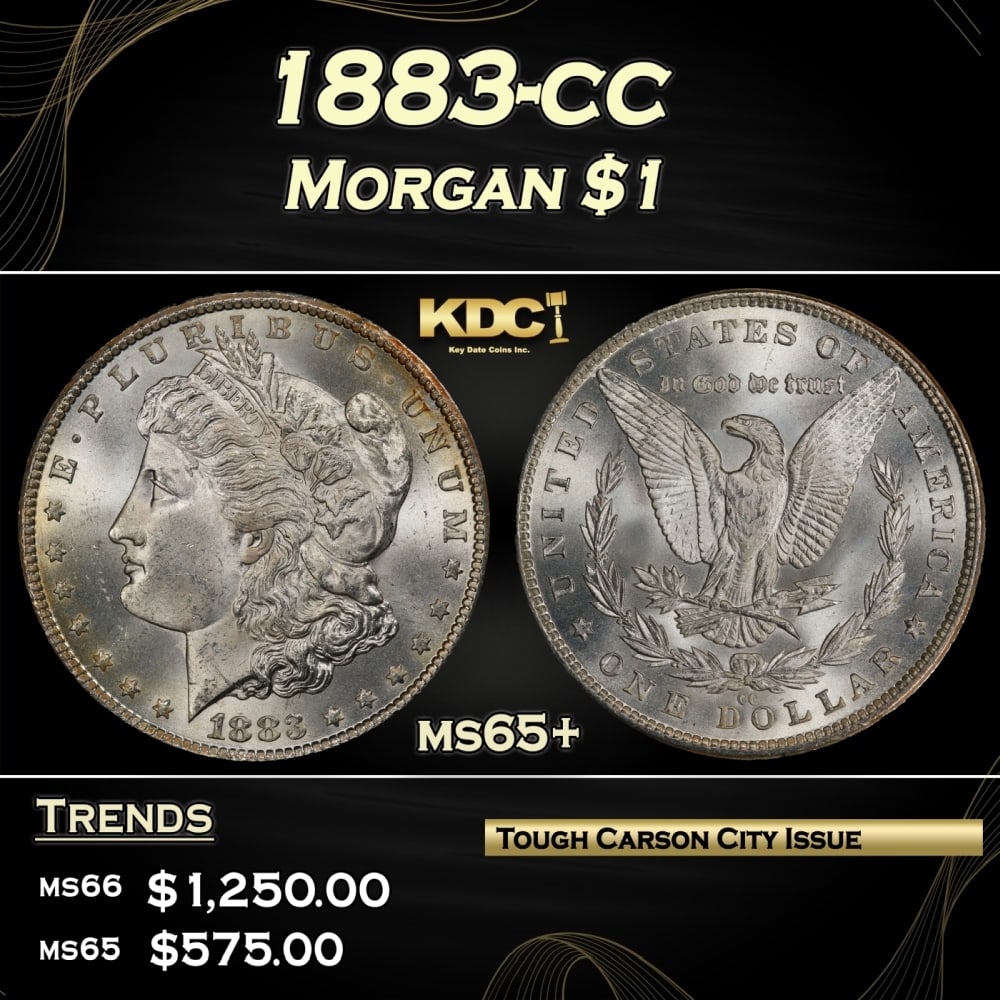1883-cc Morgan Dollar $1 Grades ms65+ (1 of 3)