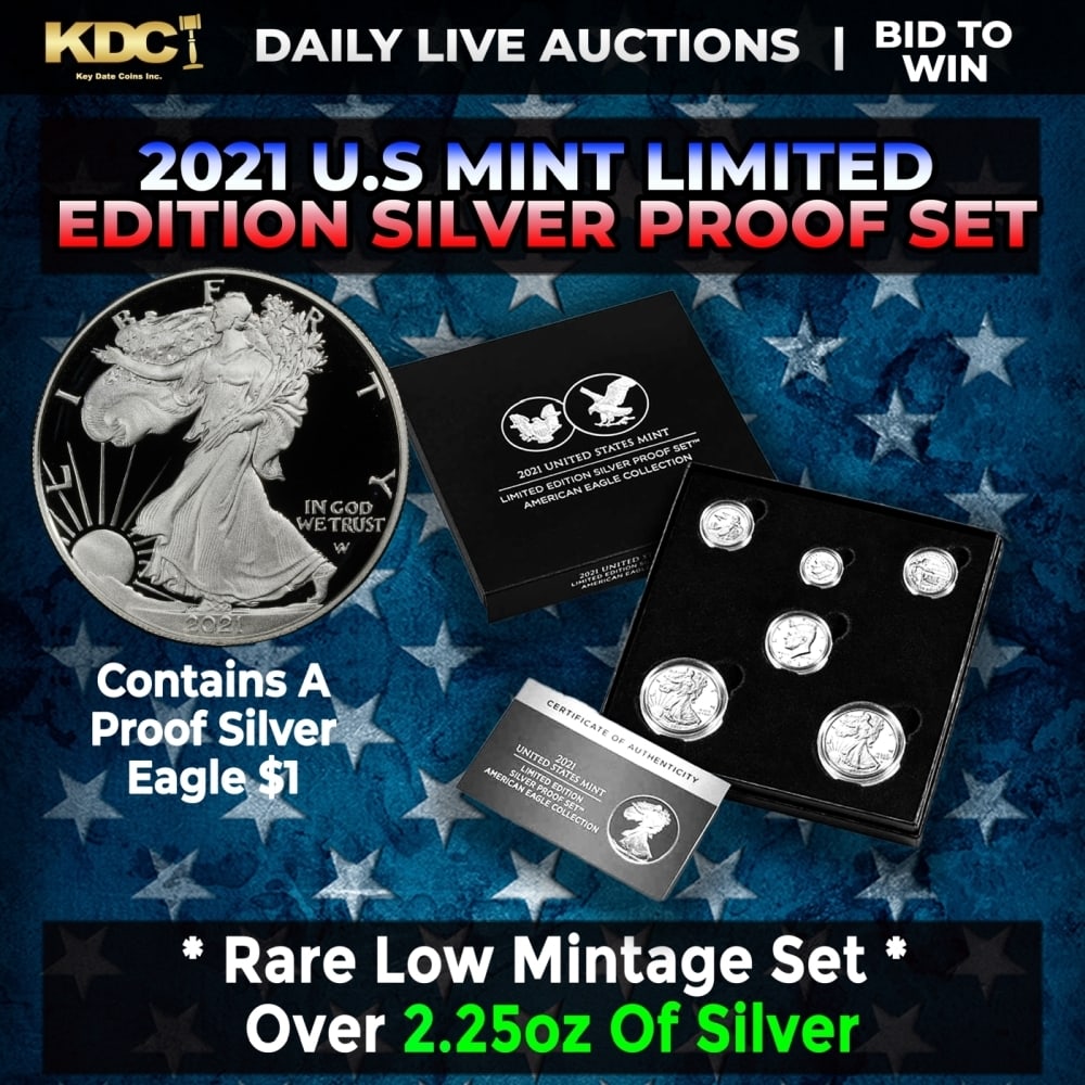 RARE 2021 United States Mint Limited Edition Silver Proof Set 6 coins, Over 2oz Of Silver low (1 of 1)