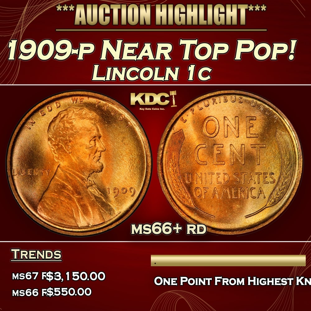 1909-p Lincoln Cent Near Top Pop! 1c ms66+ rd SEGS: 1909-p Near Top Pop! Lincoln Cent 1c ms66+ rd SEGS. 0 Historic precious metal trends is causing increased spot pricing by the day. On auctions with set openings, we are doing our best to have items pr