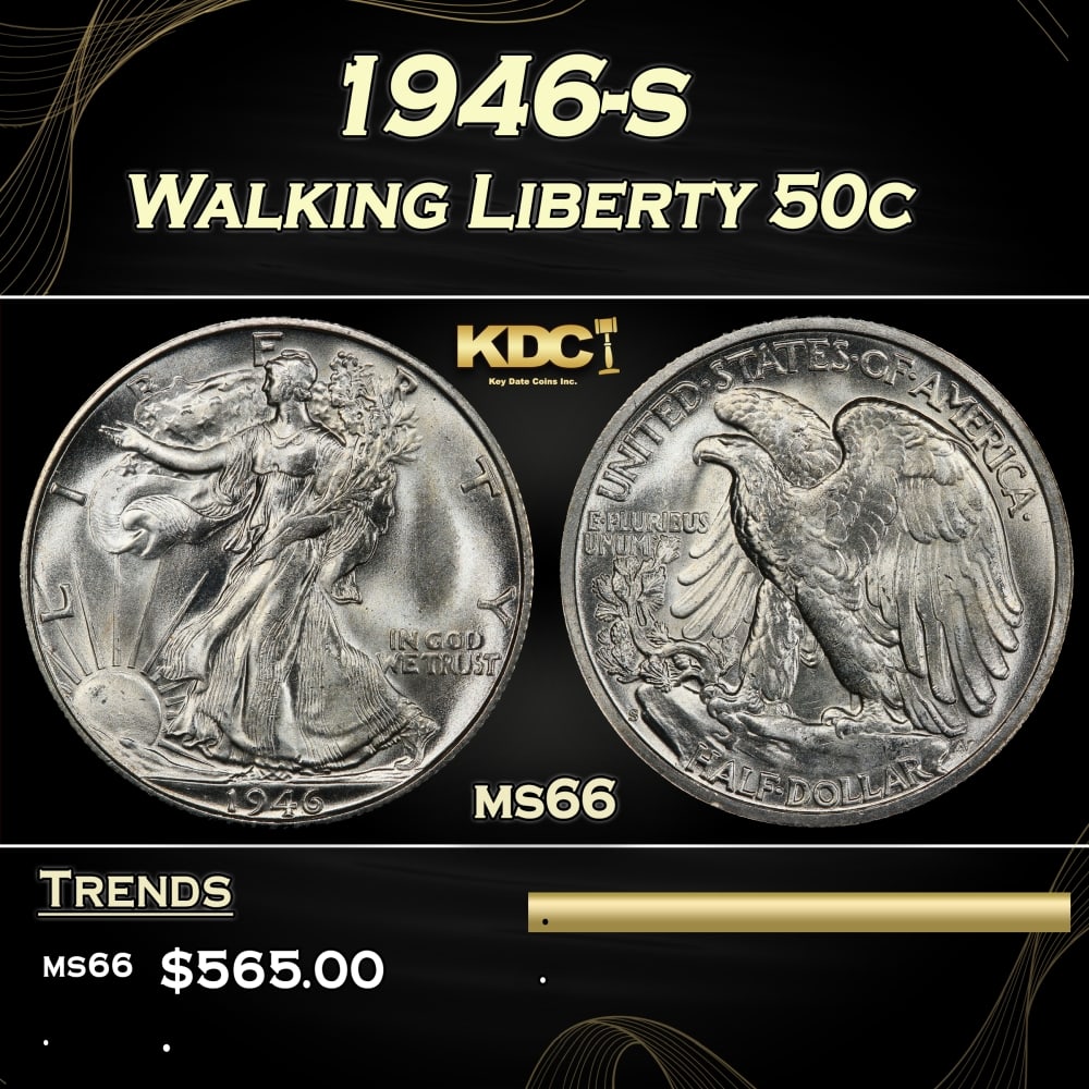 1946-s Walking Liberty Half Dollar 50c Grades ms66 (1 of 3)