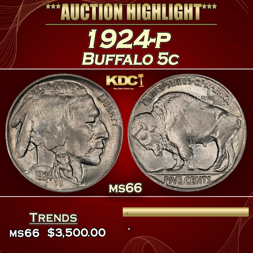 1924-p Buffalo Nickel 5c ms66 SEGS (1 of 4)