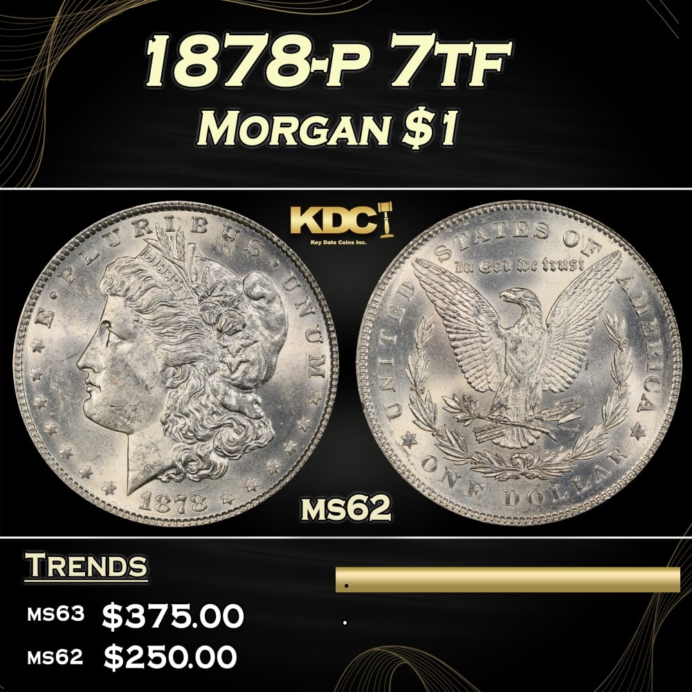 1878-p 7tf Morgan Dollar $1 Grades ms62 (1 of 3)