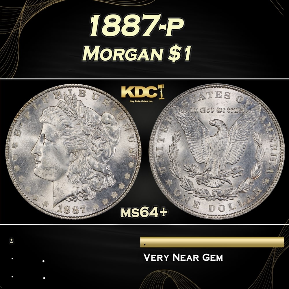 1887-p Morgan Dollar $1 Grades ms64+: 1887-p Morgan Dollar $1 Grades ms64+. 0 Historic precious metal trends is causing increased spot pricing by the day. On auctions with set openings, we are doing our best to have items priced at their
