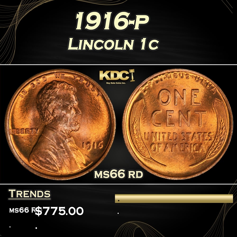 1916-p Lincoln Cent 1c Grades ms66 rd (1 of 3)