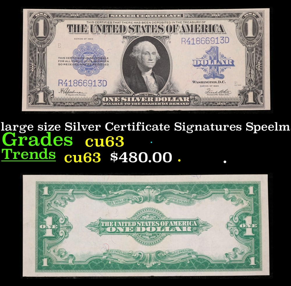 1923 $1 large size Silver Certificate Grades Select CU Signatures Speelman/White (1 of 3)