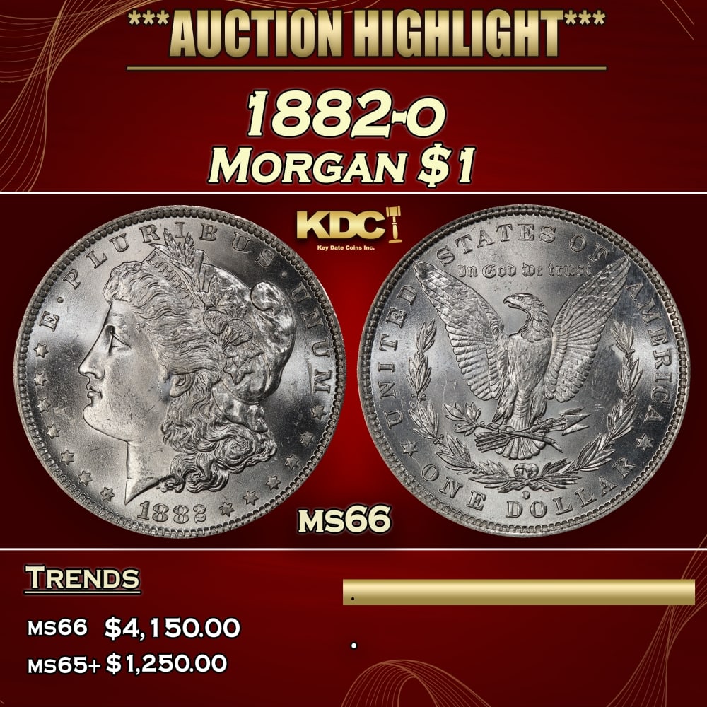 1882-o Morgan Dollar $1 ms66 SEGS: 1882-o Morgan Dollar $1 ms66 SEGS. 0 Historic precious metal trends is causing increased spot pricing by the day. On auctions with set openings, we are doing our best to have items priced at their mar