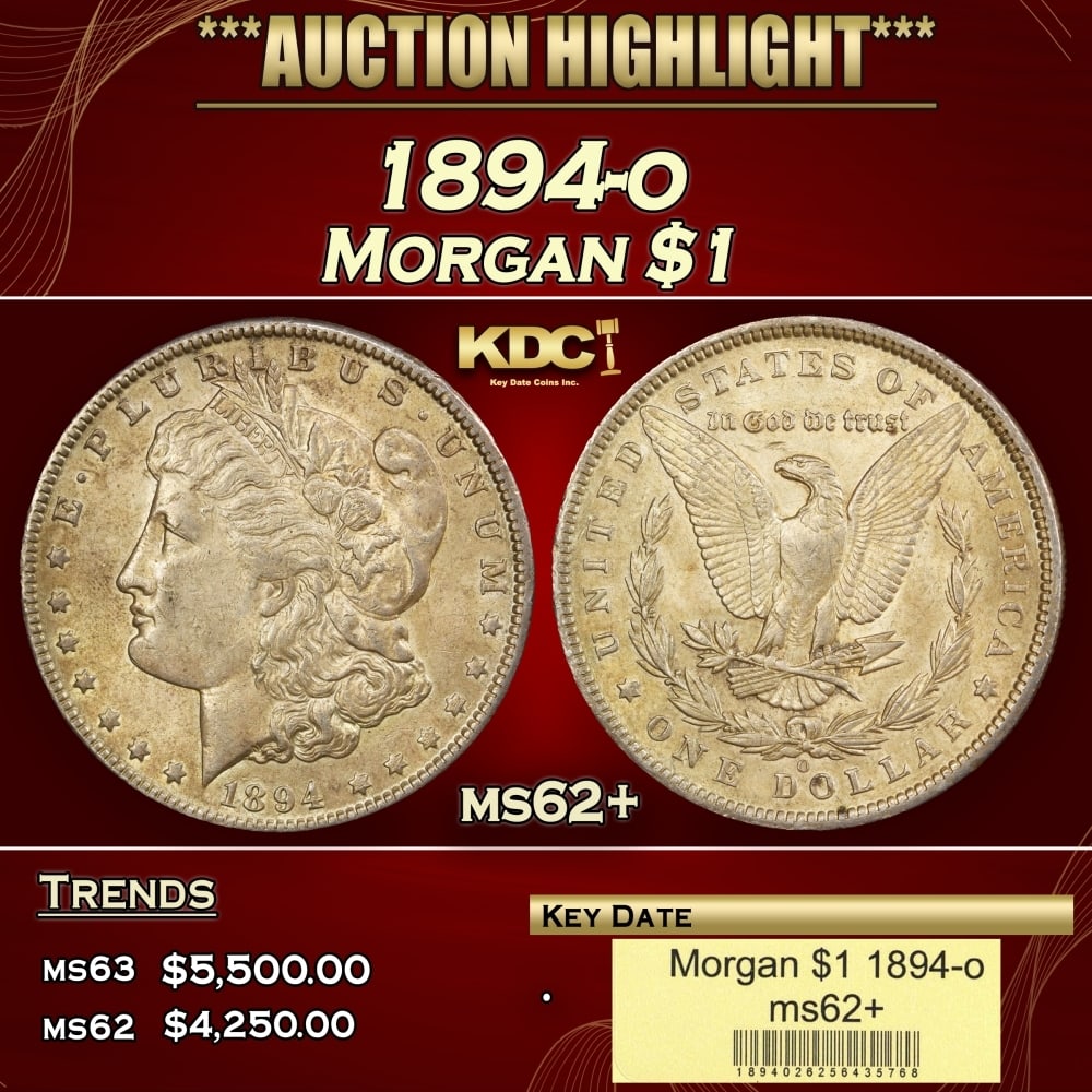 1894-o Morgan Dollar $1 ms62+ USCG (1 of 4)