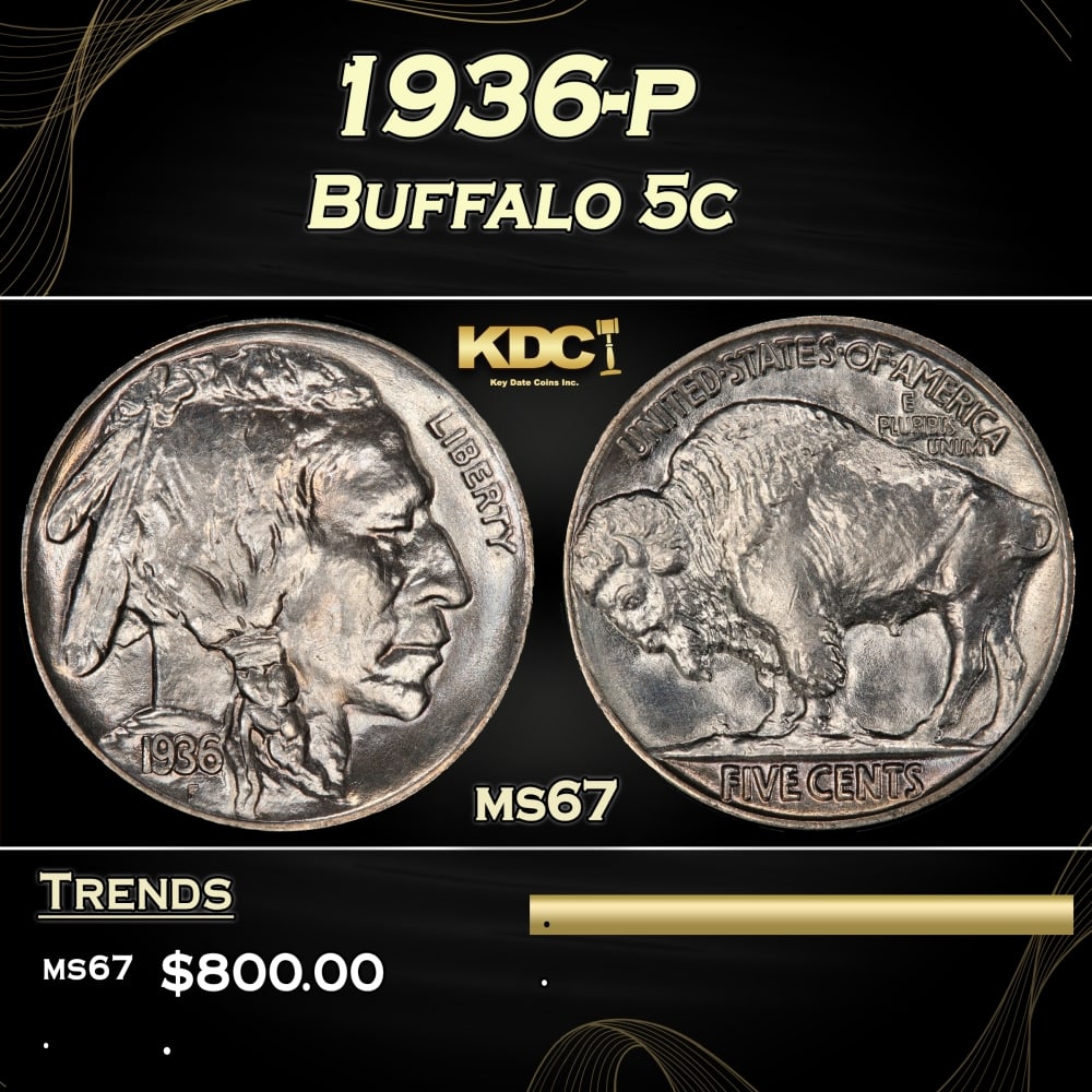 1936-p Buffalo Nickel 5c ms67 SEGS (1 of 4)