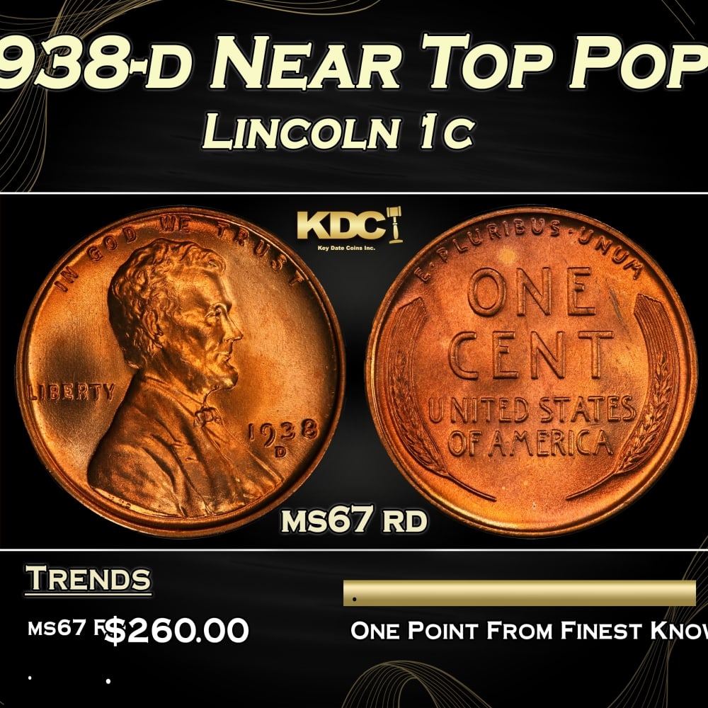 1938-d Lincoln Cent Near Top Pop 1c ms67 rd SEGS: 1938-d Near Top Pop Lincoln Cent 1c ms67 rd SEGS. 0 Historic precious metal trends is causing increased spot pricing by the day. On auctions with set openings, we are doing our best to have items pric