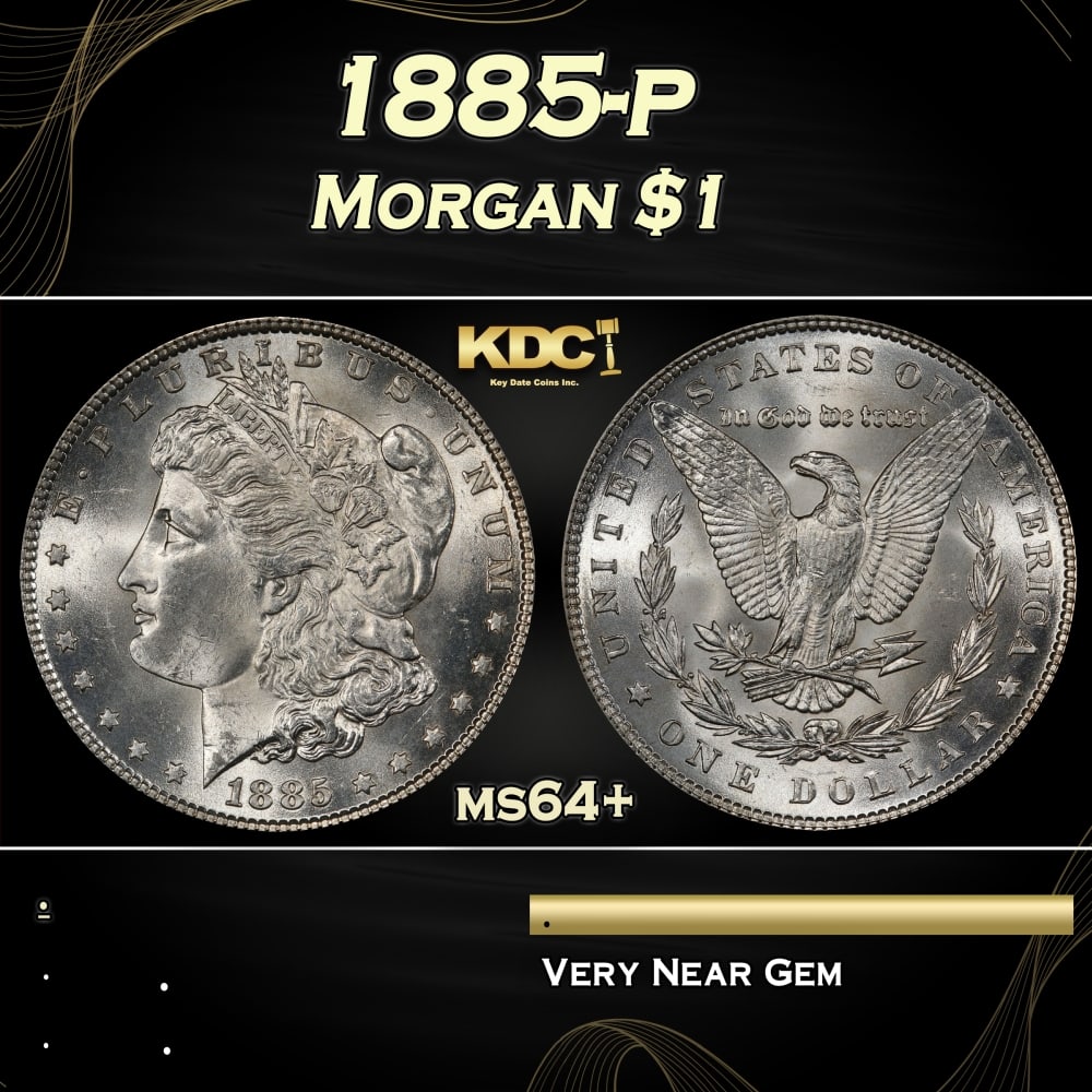 1885-p Morgan Dollar $1 Grades ms64+ (1 of 3)