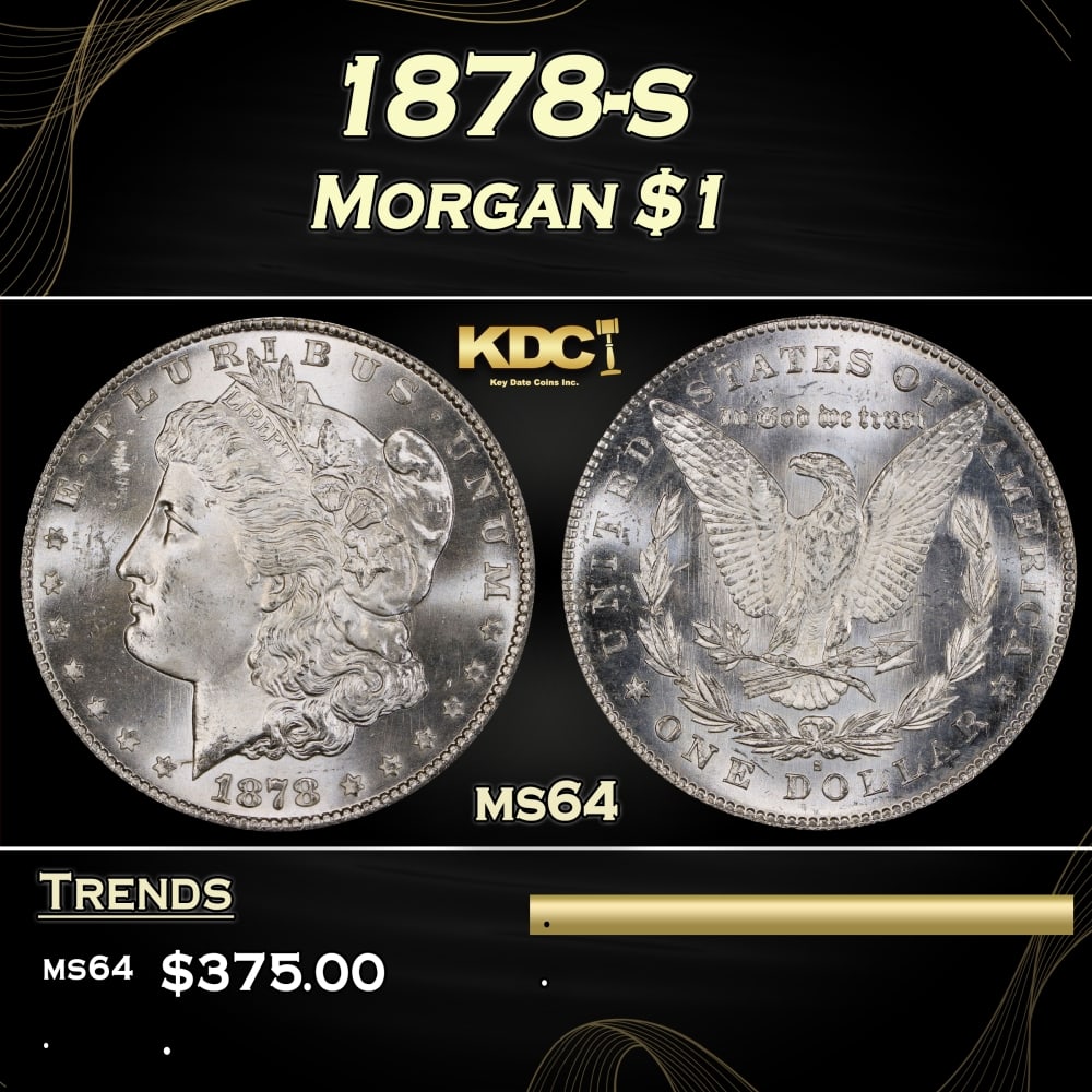 1878-s Morgan Dollar $1 Grades ms64: 1878-s Morgan Dollar $1 Grades ms64. Slightly better date. First year of issue. 0 Historic precious metal trends is causing increased spot pricing by the day. On auctions with set openings, we are doi