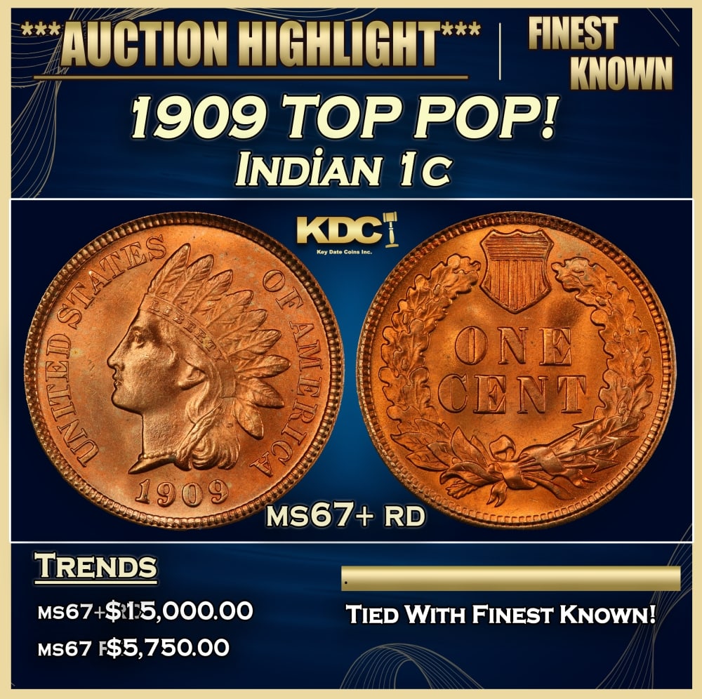 1909 Indian Cent TOP POP! 1c ms67+ rd SEGS: 1909 TOP POP! Indian Cent 1c ms67+ rd SEGS. 0 Historic precious metal trends is causing increased spot pricing by the day. On auctions with set openings, we are doing our best to have items priced at
