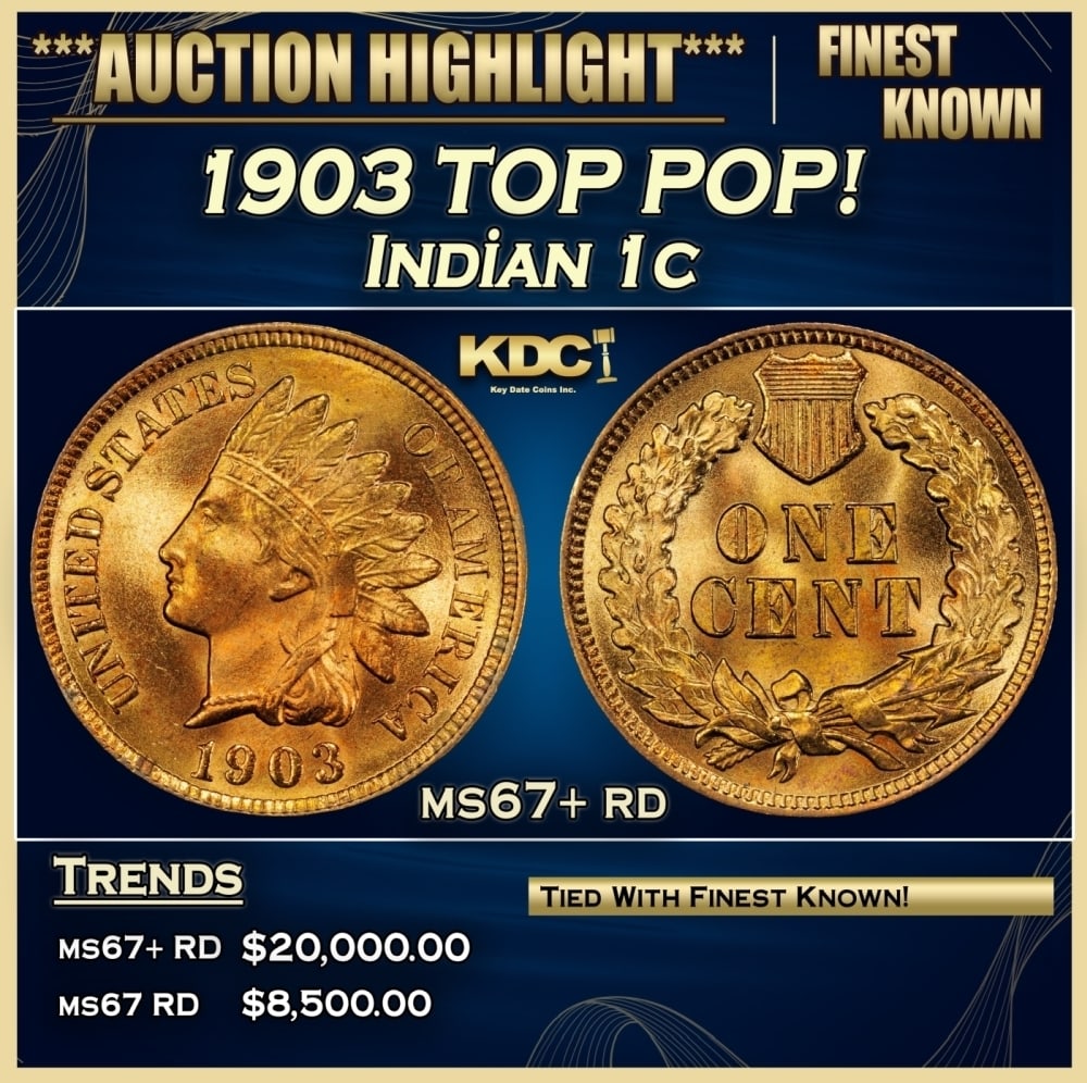 1903 Indian Cent TOP POP! 1c ms67+ rd SEGS: 1903 TOP POP! Indian Cent 1c ms67+ rd SEGS. 0 Historic precious metal trends is causing increased spot pricing by the day. On auctions with set openings, we are doing our best to have items priced at