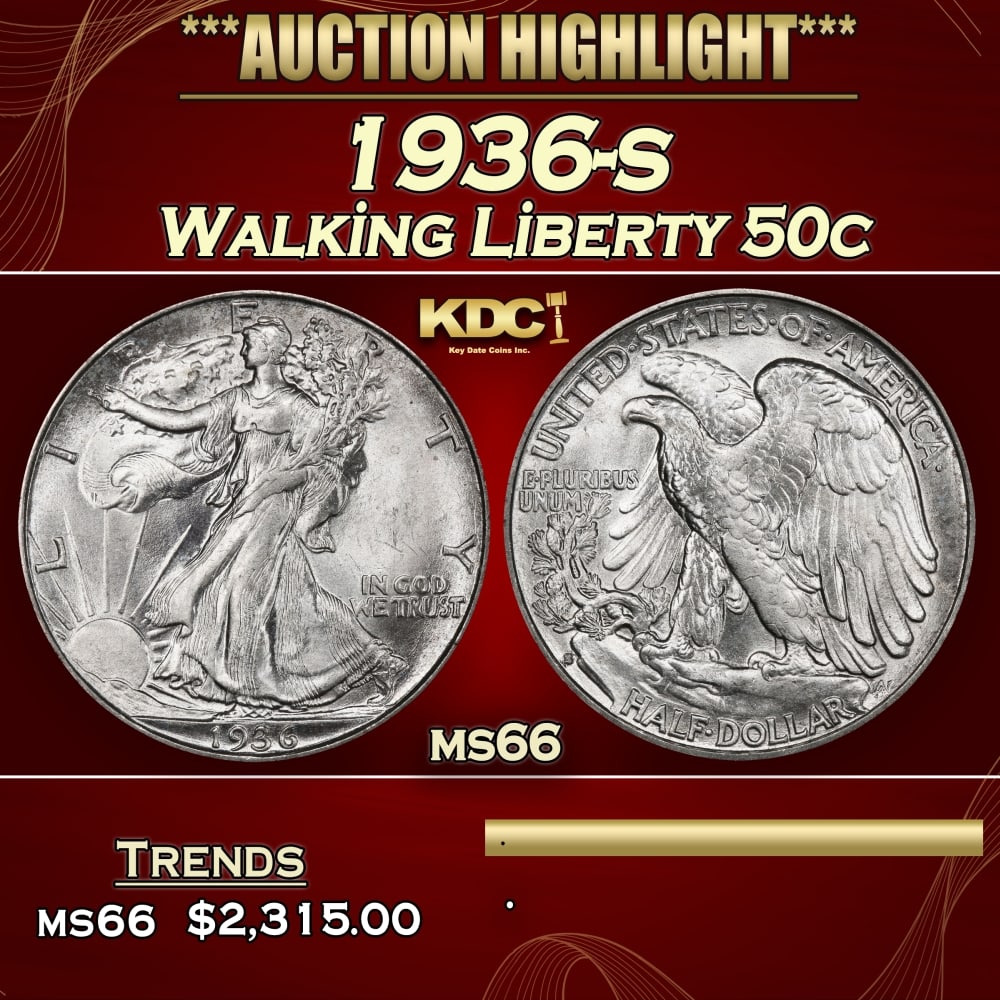 1936-s Walking Liberty Half Dollar 50c ms66 SEGS (1 of 3)