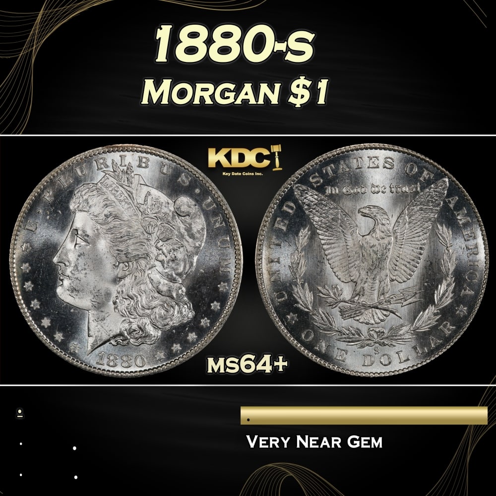 1880-s Morgan Dollar $1 Grades ms64+: 1880-s Morgan Dollar $1 Grades ms64+. 0 Historic precious metal trends is causing increased spot pricing by the day. On auctions with set openings, we are doing our best to have items priced at their