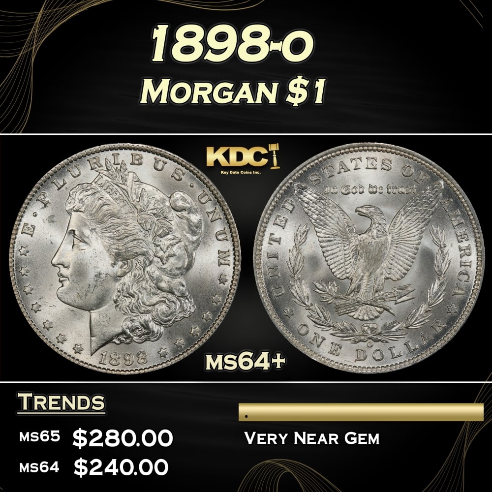1898-o Morgan Dollar $1 Grades ms64+ (1 of 3)