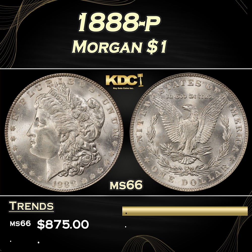 1888-p Morgan Dollar $1 Grades ms66: 1888-p Morgan Dollar $1 Grades ms66. 0 Historic precious metal trends is causing increased spot pricing by the day. On auctions with set openings, we are doing our best to have items priced at their m