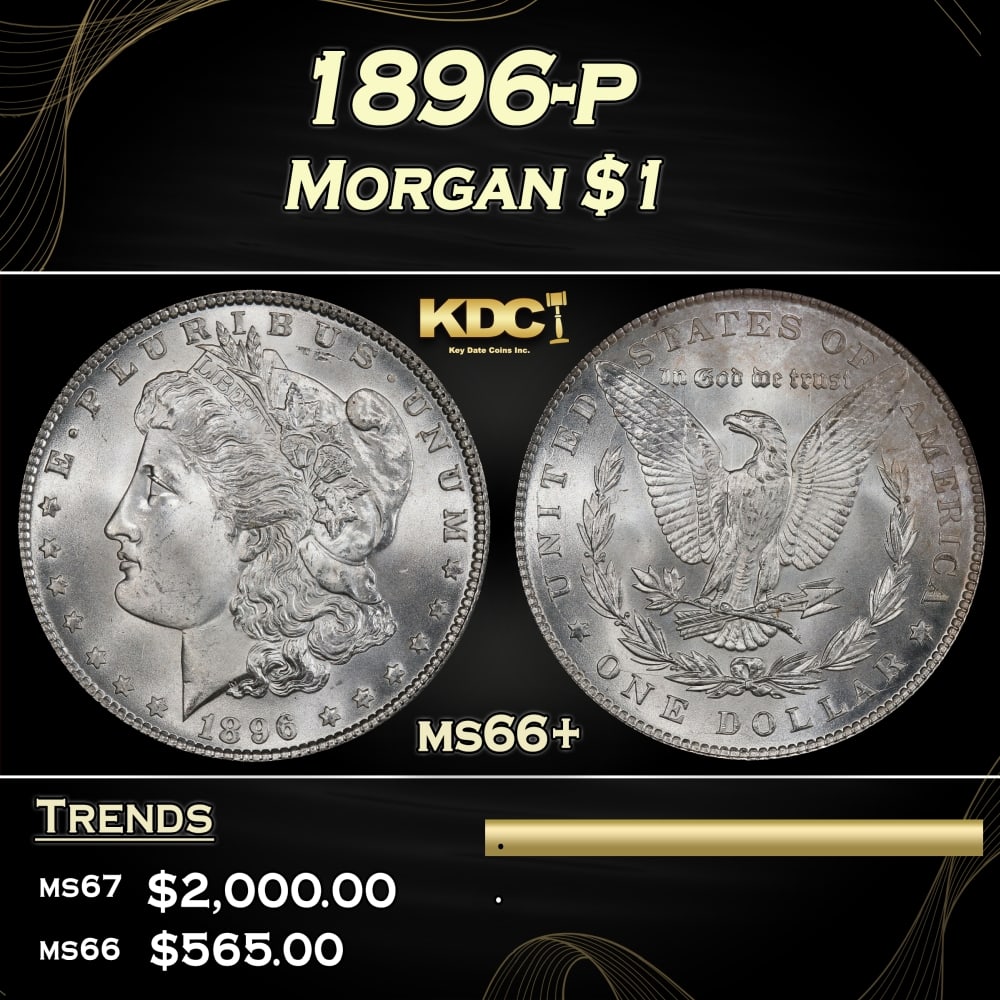 1896-p Morgan Dollar $1 ms66+ SEGS: 1896-p Morgan Dollar $1 ms66+ SEGS. 0 Historic precious metal trends is causing increased spot pricing by the day. On auctions with set openings, we are doing our best to have items priced at their ma