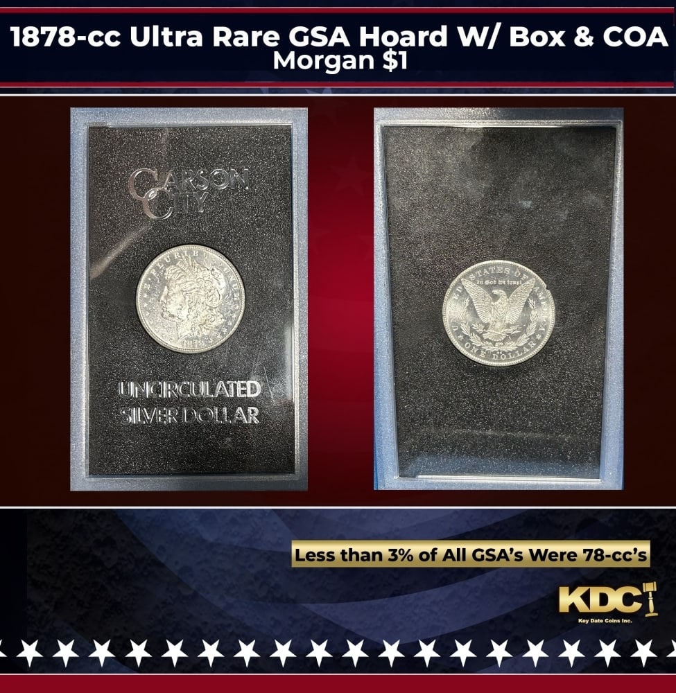 1878-cc Morgan Dollar Ultra Rare GSA Hoard W/ Box & COA $1 Grades n/a: 1878-cc Ultra Rare GSA Hoard W/ Box & COA Morgan Dollar $1 Grades n/a. 0 DISCOVERY OF THE GSA HOARDUntil 1964, people in the U.S could redeem silver certificate paper money for silver dollars.In 1963,