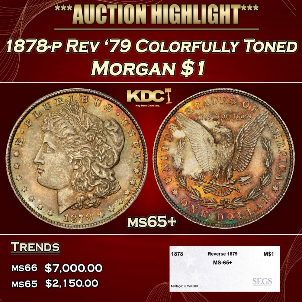 1878-p Rev '79 Morgan Dollar Colorfully Toned $1 ms65+ SEGS (1 of 4)