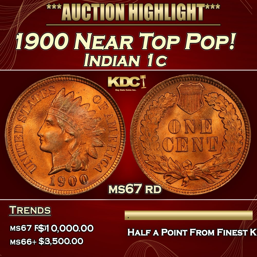 1900 Indian Cent Near Top Pop! 1c ms67 rd SEGS (1 of 3)
