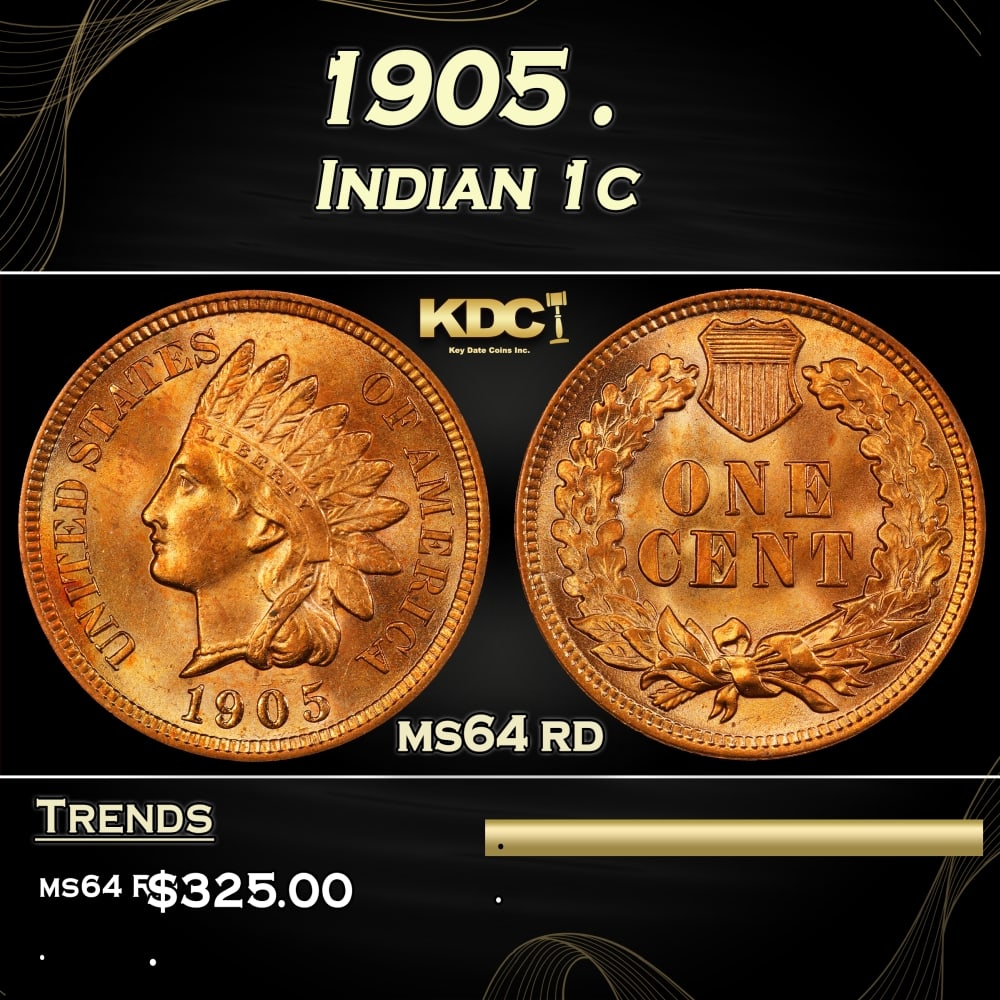 1905 Indian Cent . 1c Grades ms64 rd (1 of 3)