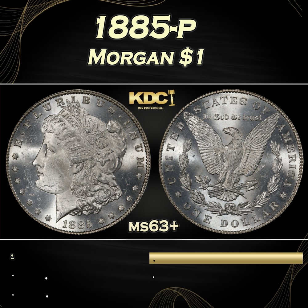 1885-p Morgan Dollar $1 Grades ms63+ (1 of 3)