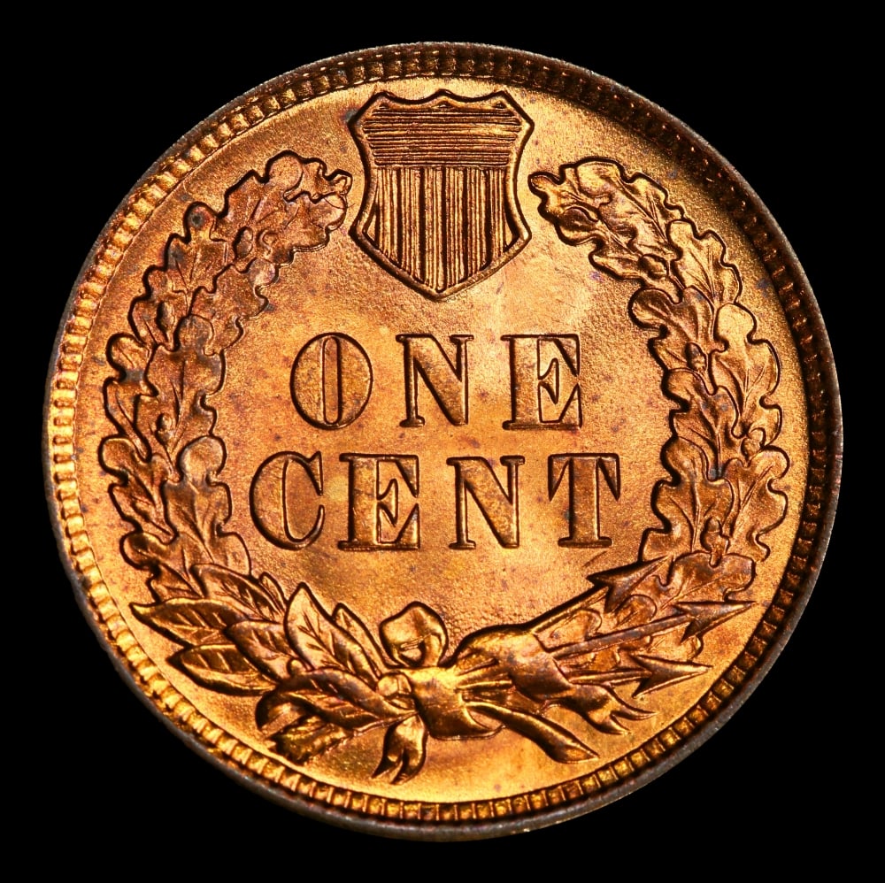 1908 Indian Cent . 1c Grades ms65 rd - 3