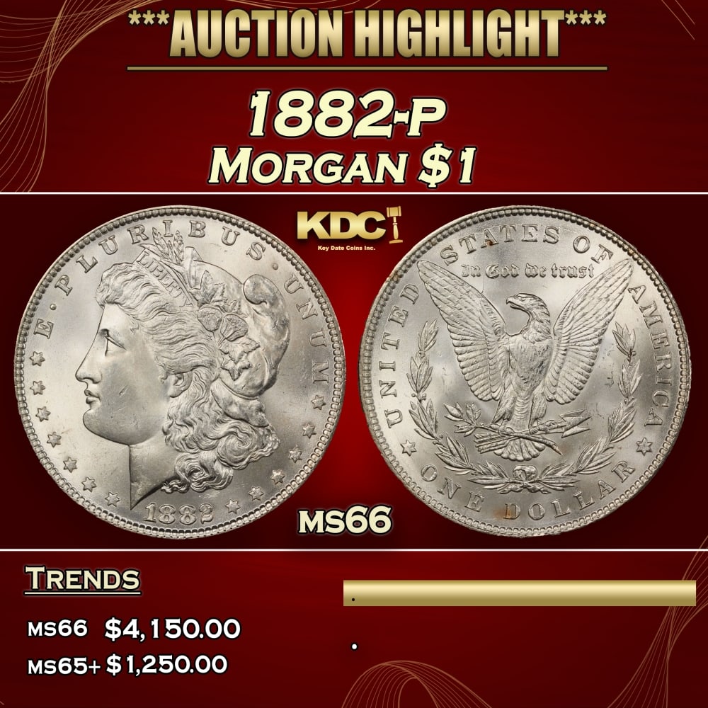 1882-p Morgan Dollar $1 ms66 SEGS: 1882-p Morgan Dollar $1 ms66 SEGS. 0 Historic precious metal trends is causing increased spot pricing by the day. On auctions with set openings, we are doing our best to have items priced at their mar