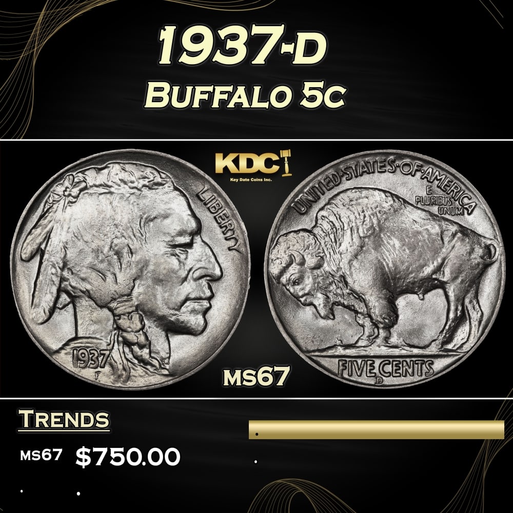 1937-d Buffalo Nickel 5c ms67 SEGS (1 of 3)