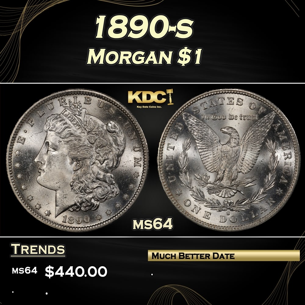1890-s Morgan Dollar $1 Grades ms64 (1 of 3)