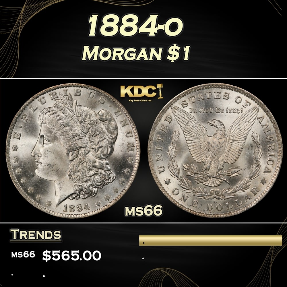 1884-o Morgan Dollar $1 Grades ms66: 1884-o Morgan Dollar $1 Grades ms66. 0 Historic precious metal trends is causing increased spot pricing by the day. On auctions with set openings, we are doing our best to have items priced at their m