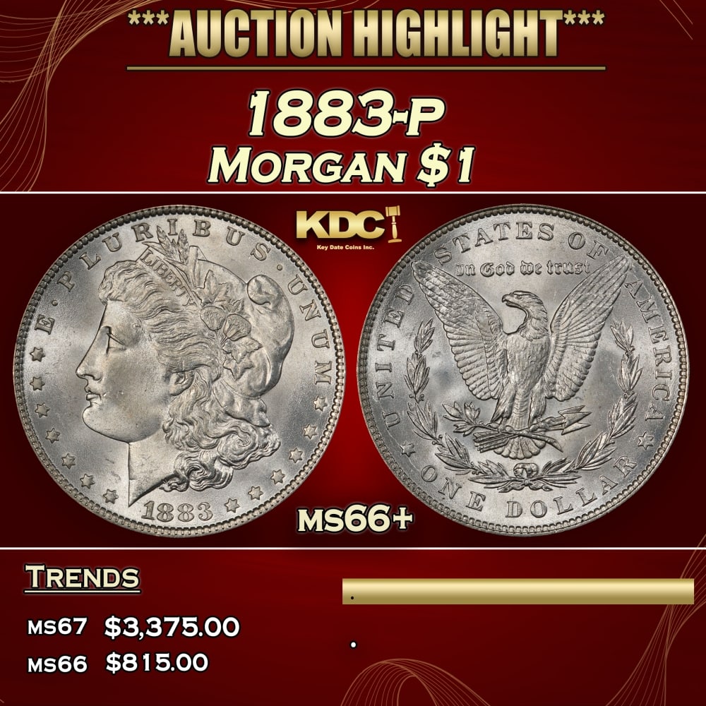 1883-p Morgan Dollar $1 ms66+ SEGS: 1883-p Morgan Dollar $1 ms66+ SEGS. 0 Historic precious metal trends is causing increased spot pricing by the day. On auctions with set openings, we are doing our best to have items priced at their ma